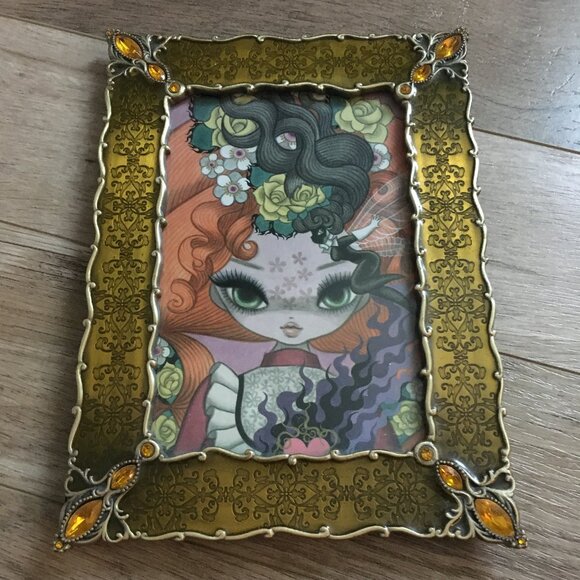 Y2K Metal, Gem and Enamel Photo Desk Frame With Junko Mizuno Promo Card - Picture 4 of 9